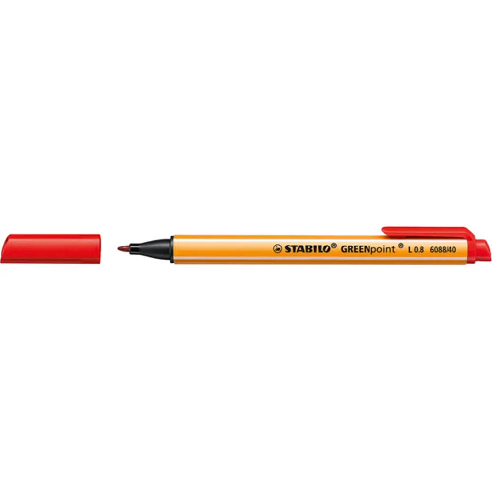 Penna GREENpoint Stabilo - 0,8 mm - 6088/40 (Rosso Conf. 10)