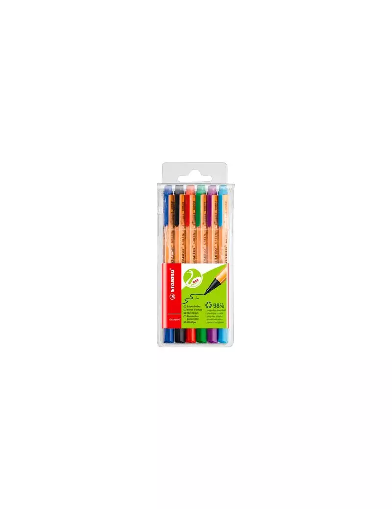 Penna GREENpoint Stabilo - 0,8 mm - 6088/6 (Assortiti Conf. 6) Penna GREENpoint Stabilo - 0,8 mm - 6088/6 (Assortiti Conf. 6)