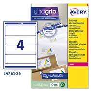 Etichette Adesive per Raccoglitori Avery - Laser - 192x61 mm - L4761-25 (Bianco Conf. 25)