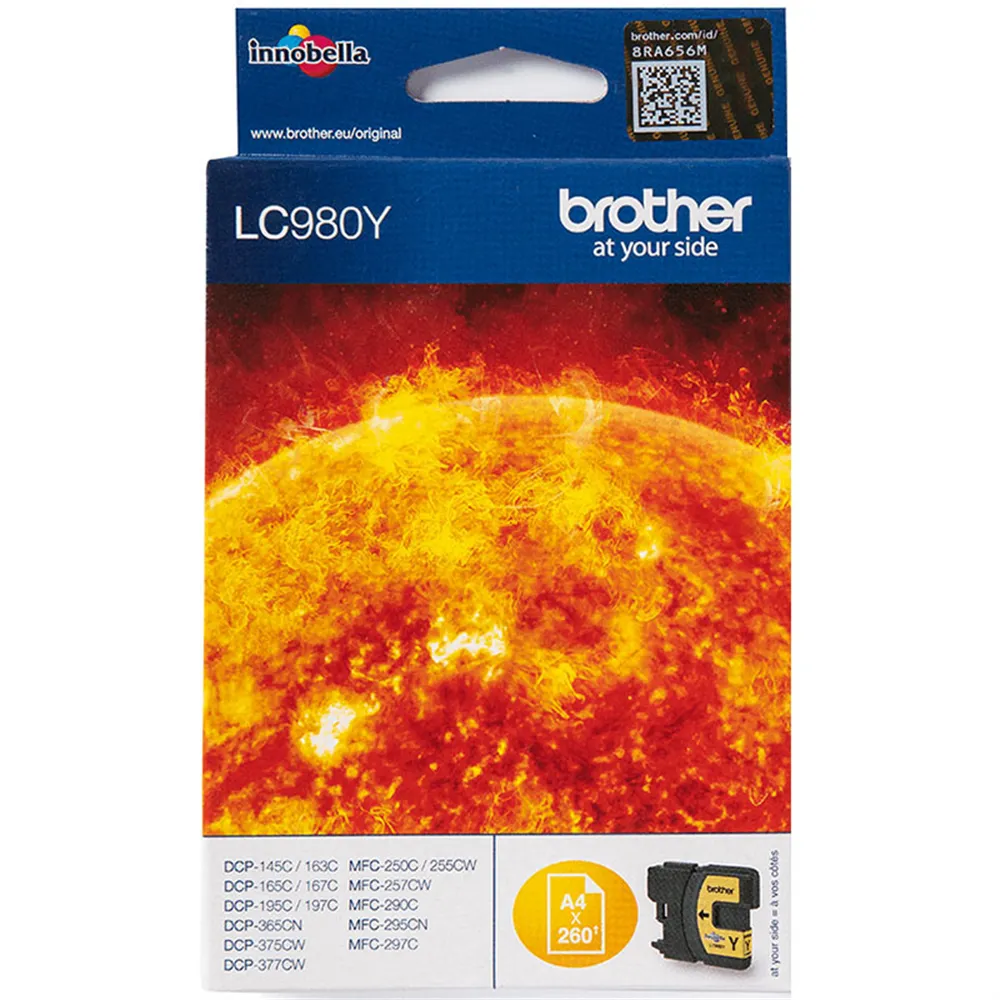 Cartuccia Originale Brother LC-980Y (Giallo 260 pagine)