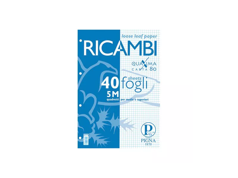 Ricambi per Quaderni Pigna - A5 - Quadretti 5M senza Margini Ricambi per Quaderni Pigna - A5 - Quadretti 5M senza Margini