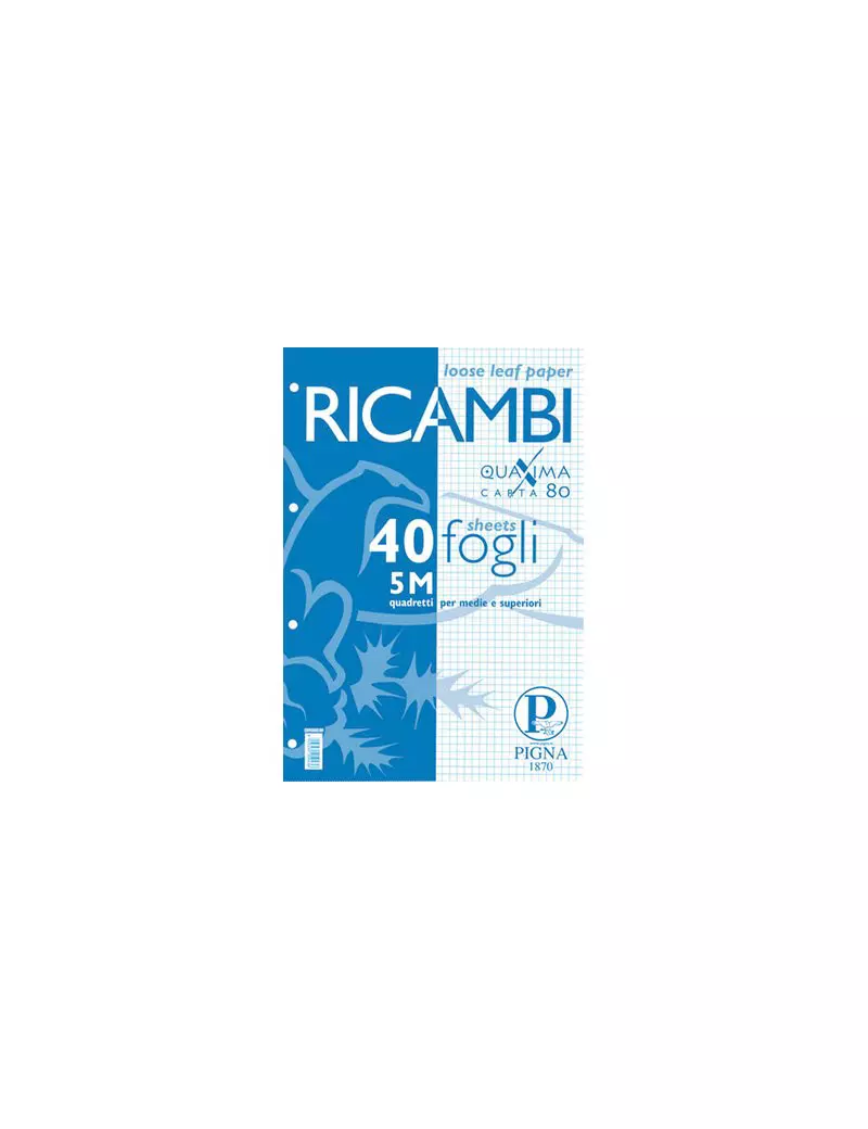 Ricambi per Quaderni Quaxima Pigna - A4 - Quadretti 5 mm senza Margini - 00629035M Ricambi per Quaderni Quaxima Pigna - A4 - Quadretti 5 mm senza Margini - 00629035M