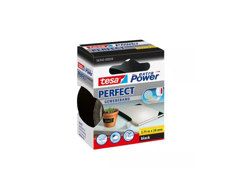 Nastro Telato Extra Power Tesa - 38 x 2,75 m - 56343-00034-03 (Nero)