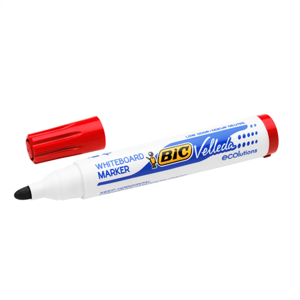 Marcatore per Lavagne Velleda 1701 Bic - Punta Tonda - 1,5 mm - 904939 (Rosso Conf. 12)