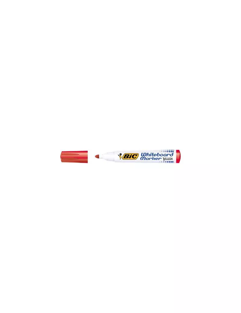 Marcatore per Lavagne Velleda 1701 Bic - Punta Tonda - 1,5 mm - 904939 (Rosso Conf. 12)