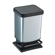 Pattumiera Rettangolare Rotho - 35x26x68 cm - 20 Litri - F600051 (Silver)