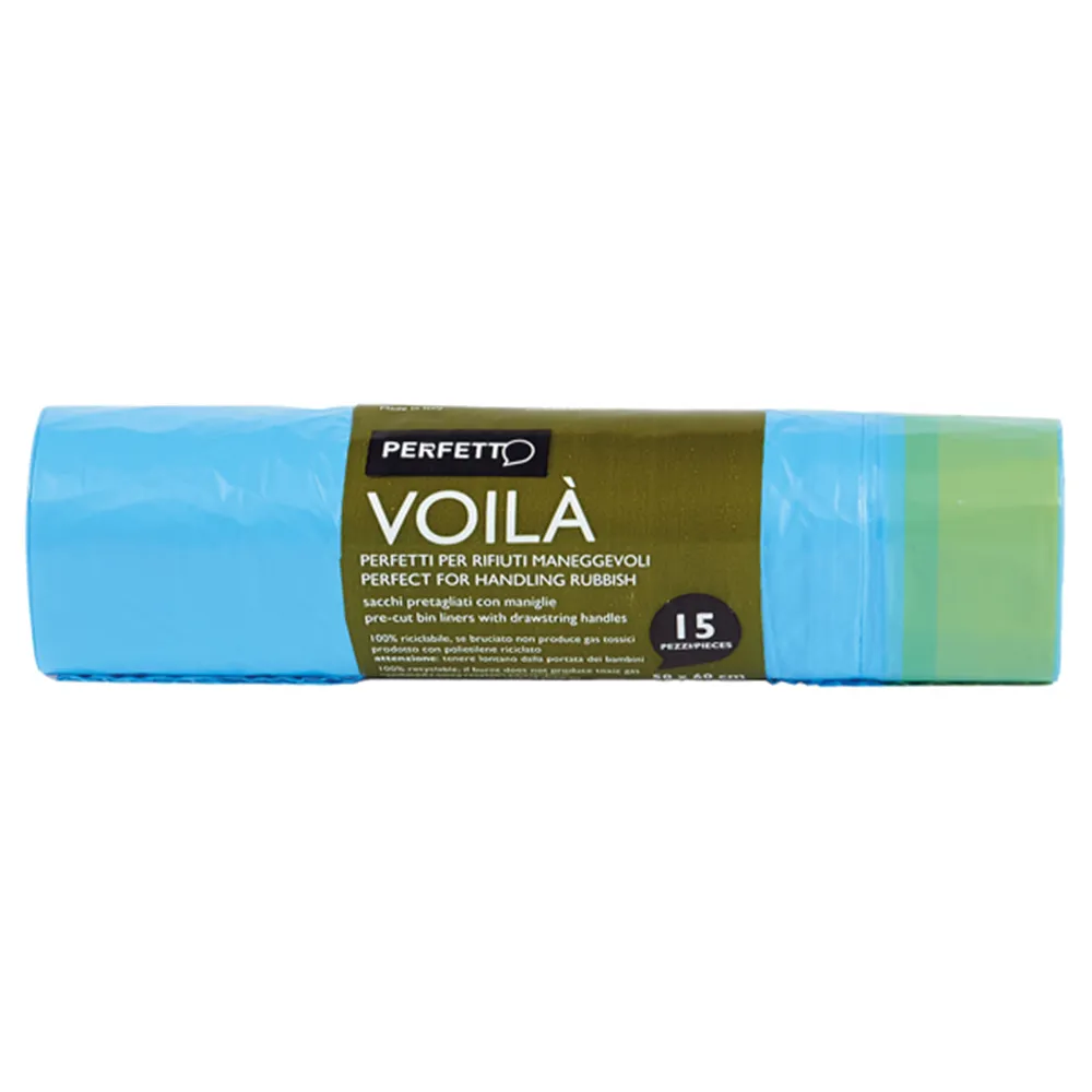 Sacco Immondizia con Maniglie La Piacentina - 30 Litri - 0359C (Azzurro Conf. 15)