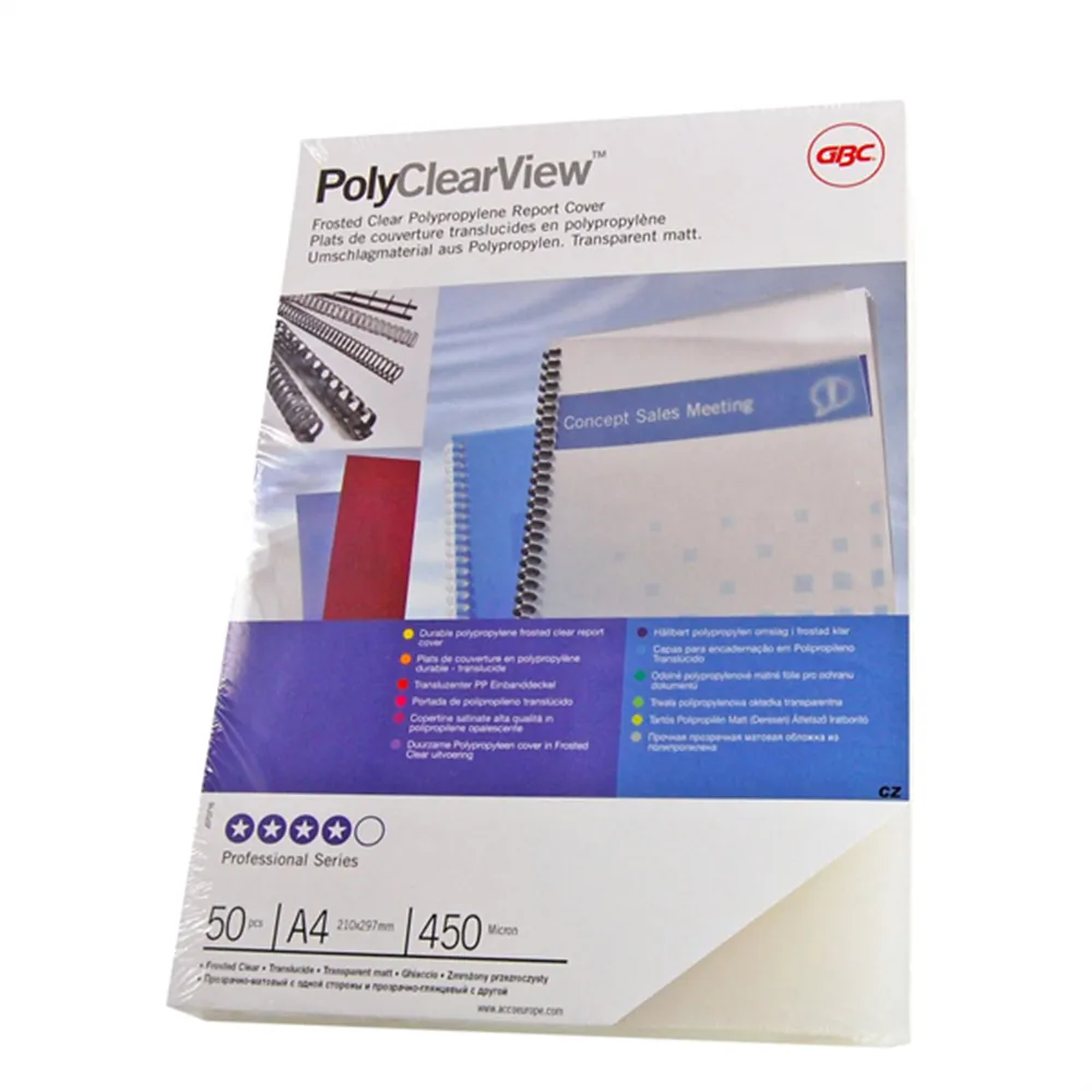 Copertine per Rilegatura PolyClearView GBC - A4 Opaca - 300 micron - IB386848 (Trasparente Conf. 100)