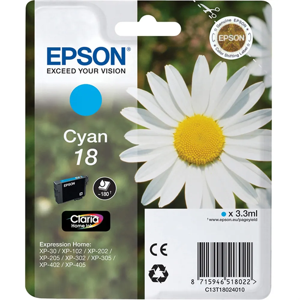 Cartuccia Originale Epson T180240 18 (Ciano 180 pagine)