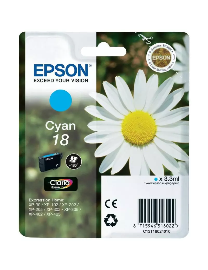 Cartuccia Originale Epson T180240 18 (Ciano 180 pagine)