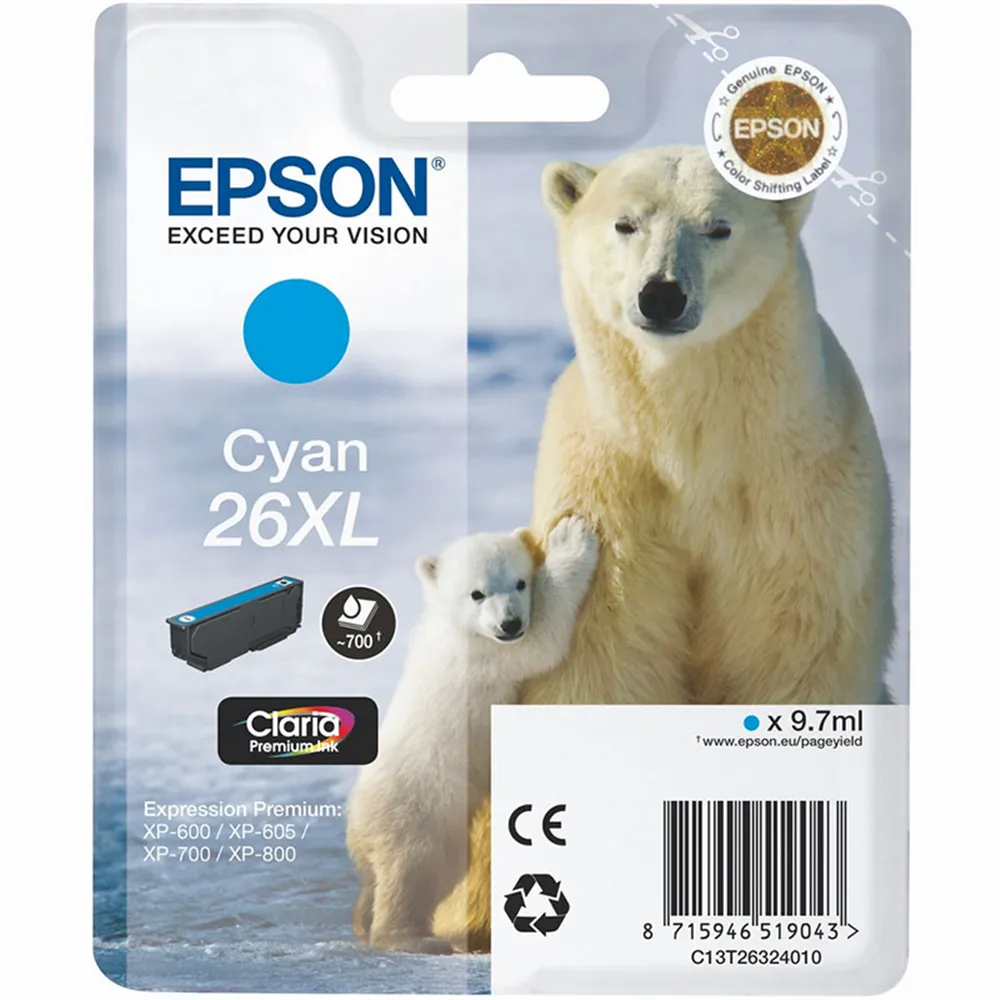 Cartuccia Originale Epson T263240 (Ciano 700 pagine)