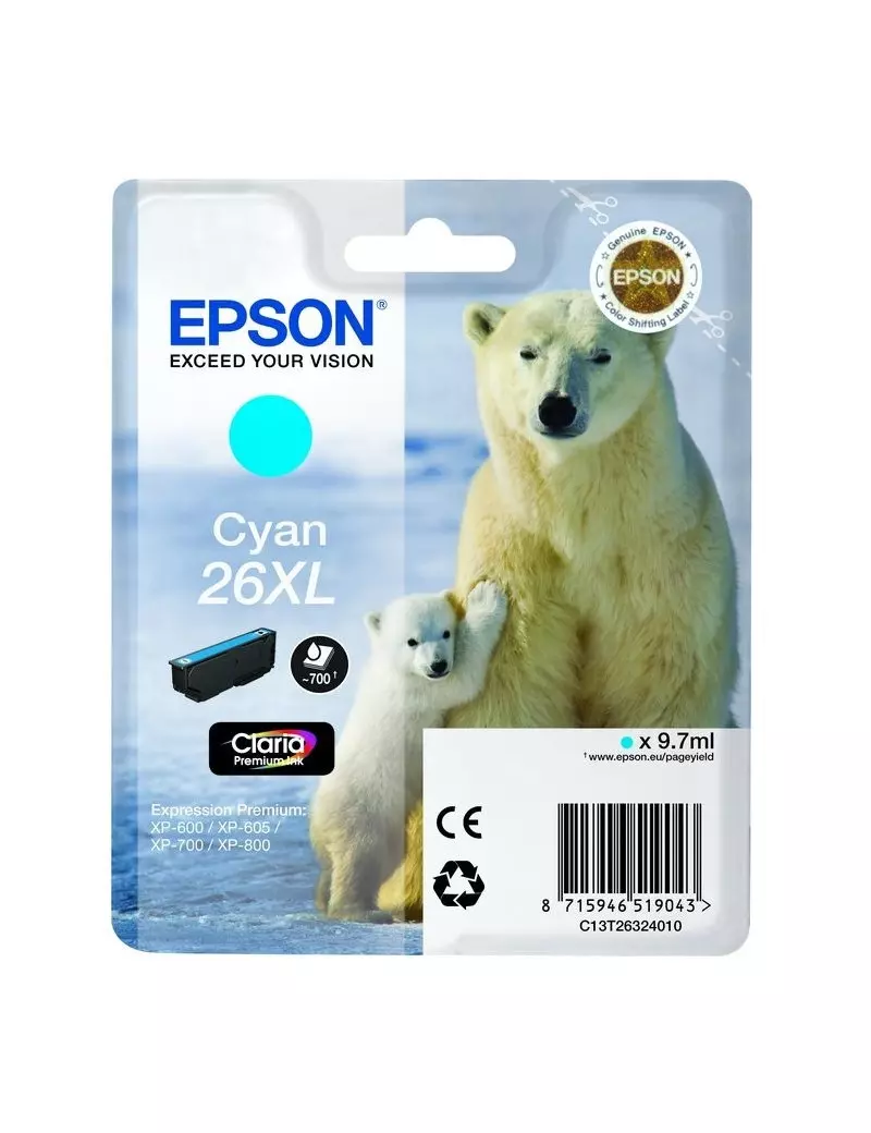 Cartuccia Originale Epson T263240 (Ciano 700 pagine)