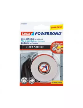 Nastro Biadesivo Ultrastrong Powerbond Tesa - 19 mm x 1,5 m - 55791-00002-01 (Bianco)