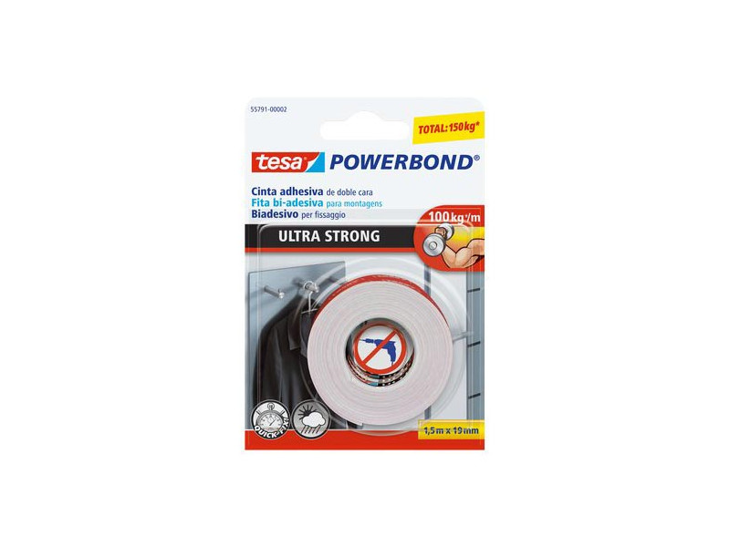Nastro Biadesivo Ultrastrong Powerbond Tesa - 19 mm x 1,5 m - 55791-00002-01 (Bianco) Nastro Biadesivo Ultrastrong Powerbond Tesa - 19 mm x 1,5 m - 55791-00002-01 (Bianco)