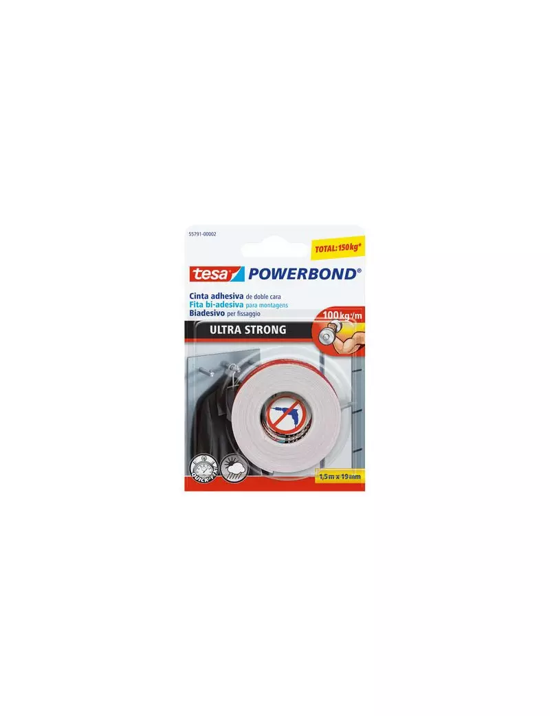 Nastro Biadesivo Ultrastrong Powerbond Tesa - 19 mm x 1,5 m - 55791-00002-01 (Bianco)