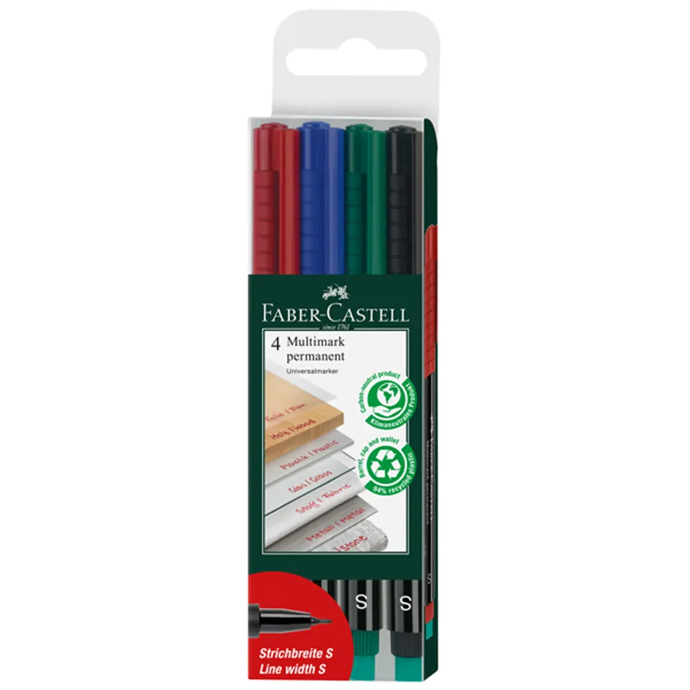 Marcatore Permanente Multimark Faber Castell - 0,4 mm - 152304 (Assortiti Conf. 4)