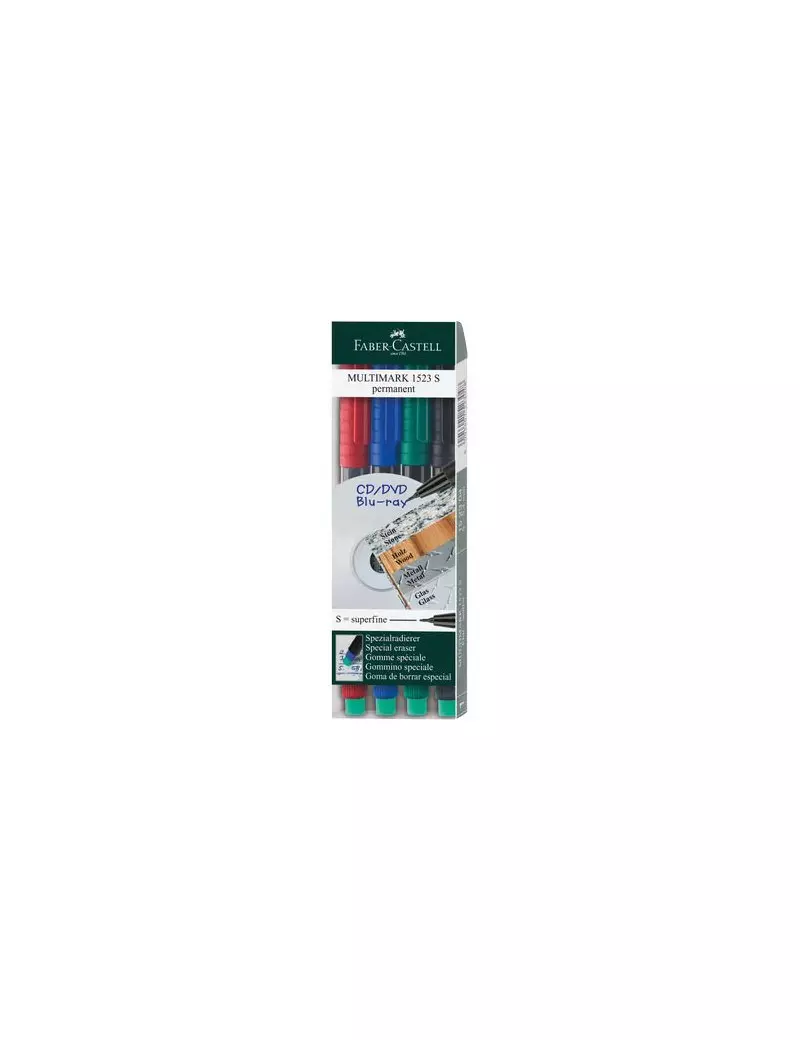 Marcatore Permanente Multimark Faber Castell - 0,4 mm - 152304 (Assortiti Conf. 4) Marcatore Permanente Multimark Faber Castell - 0,4 mm - 152304 (Assortiti Conf. 4)