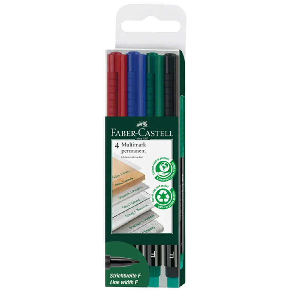 Marcatore Permanente Multimark Faber Castell - 0,6 mm - 151304 (Assortiti Conf. 4)