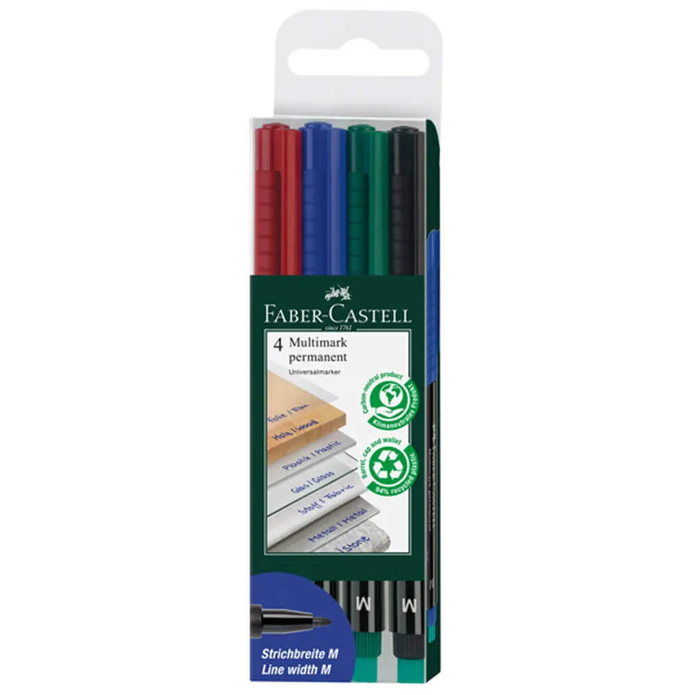 Marcatore Permanente Multimark Faber Castell - 1,0 mm - 152504 (Assortiti Conf. 4)