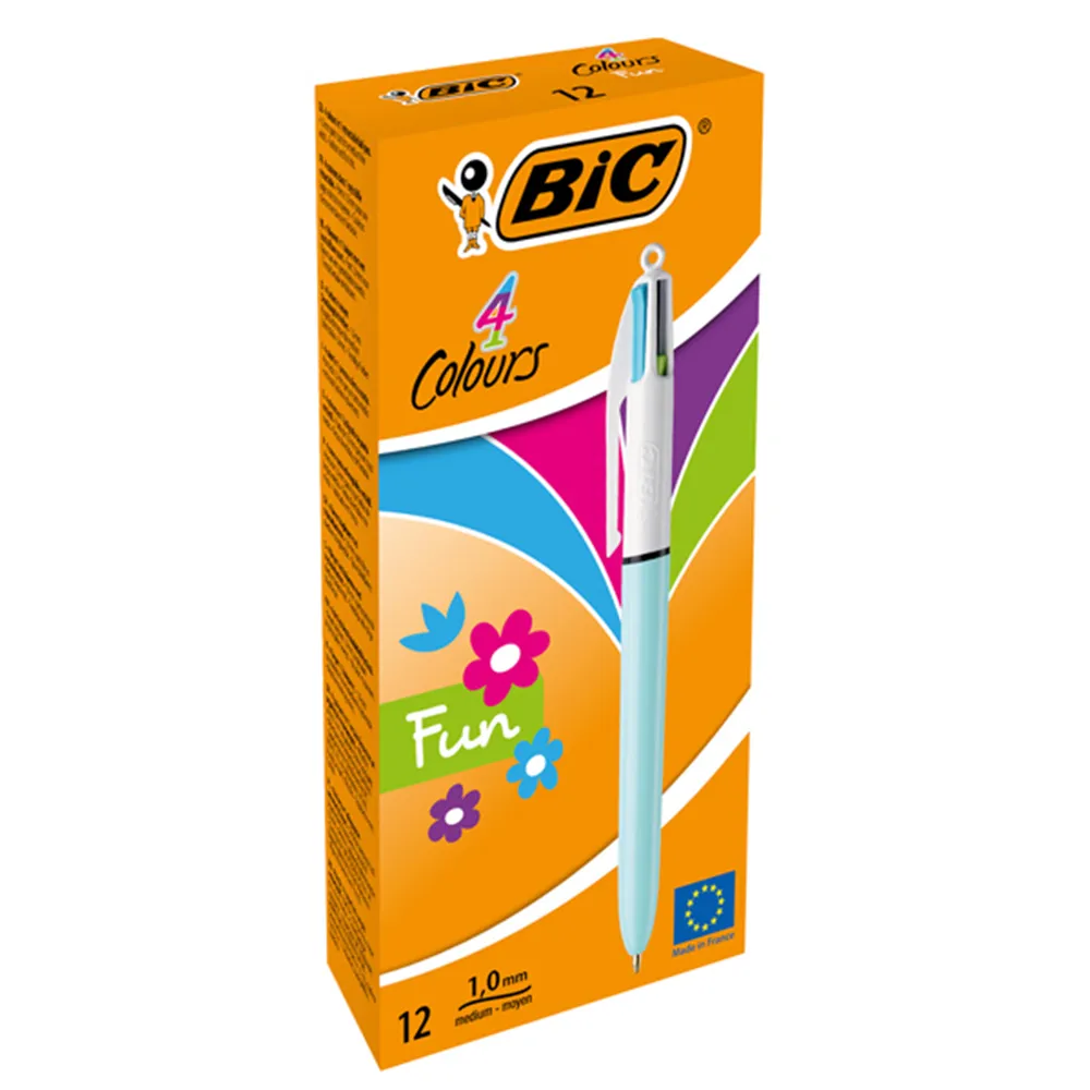 Penna a Sfera a Scatto 4 Colours Bic - 1 mm - 887777 (Blu Nero Rosso e Verde)