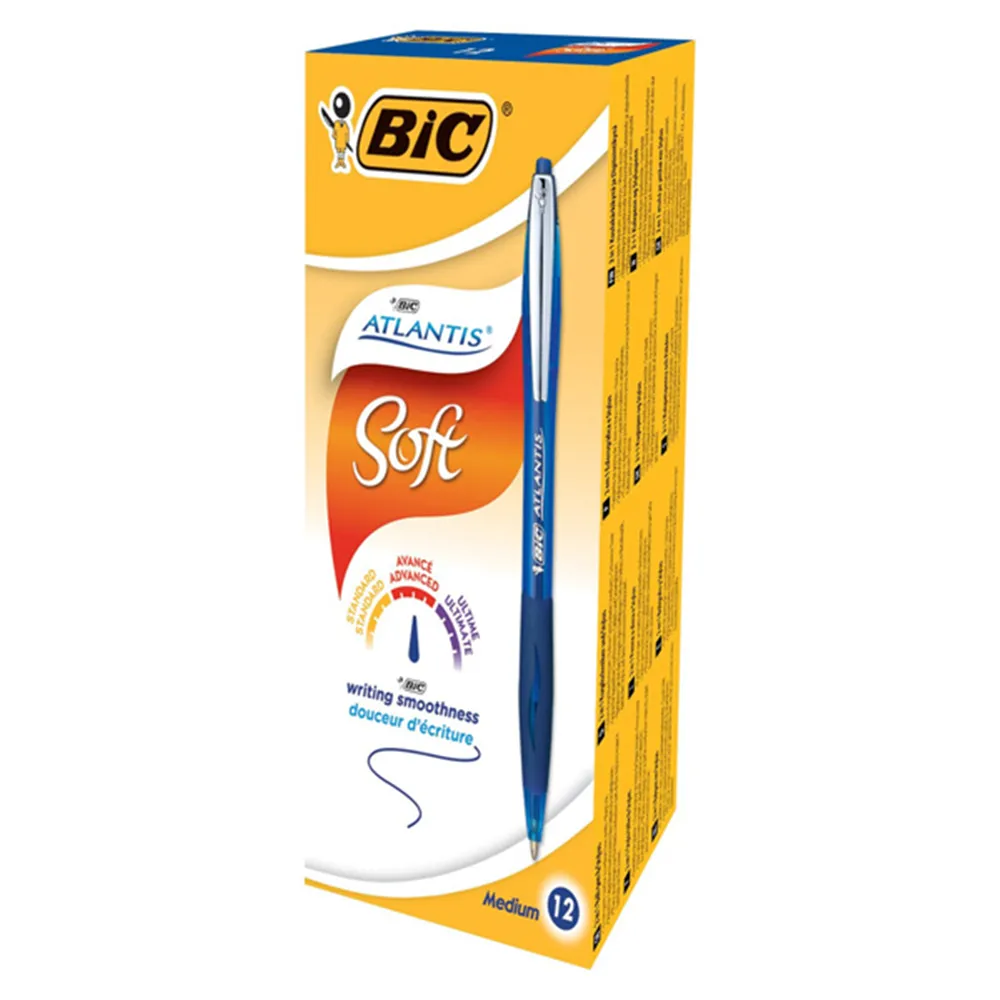 Penna a Sfera a Scatto Atlantis 1.0 Metal Clip Bic - 1 mm - 902132 (Blu Conf. 12)
