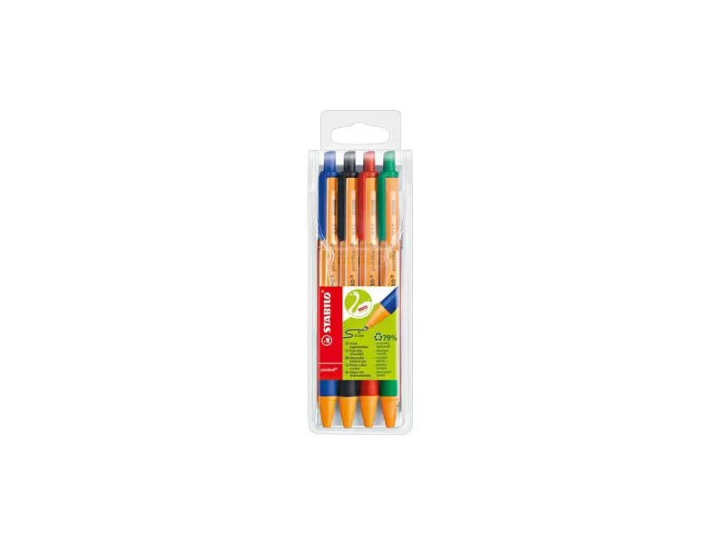 Penna a Sfera a Scatto Pointball Stabilo - 1 mm - 6030/4 (Assortiti Conf. 4) Penna a Sfera a Scatto Pointball Stabilo - 1 mm - 6030/4 (Assortiti Conf. 4)