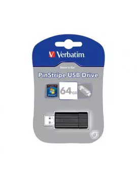 Pen Drive Store'n'Go Pinstripe Verbatim - USB 2.0 - 64 GB - 49065 (Nero)