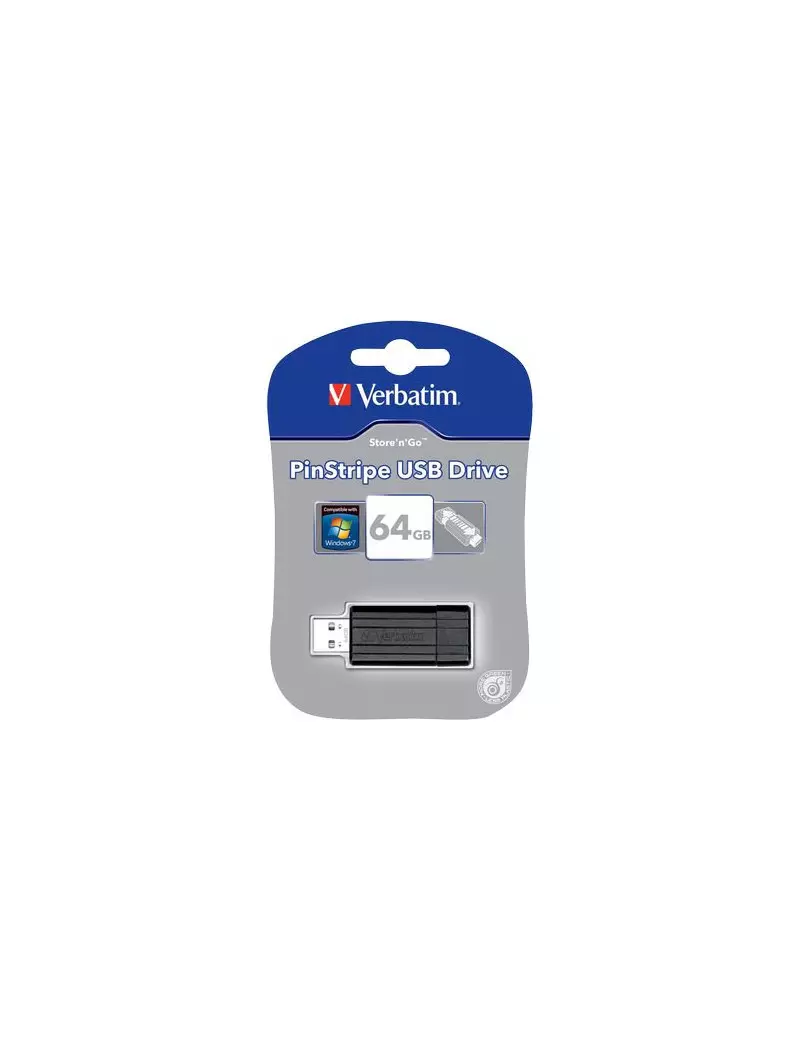 Pen Drive Store'n'Go Pinstripe Verbatim - USB 2.0 - 64 GB - 49065 (Nero)