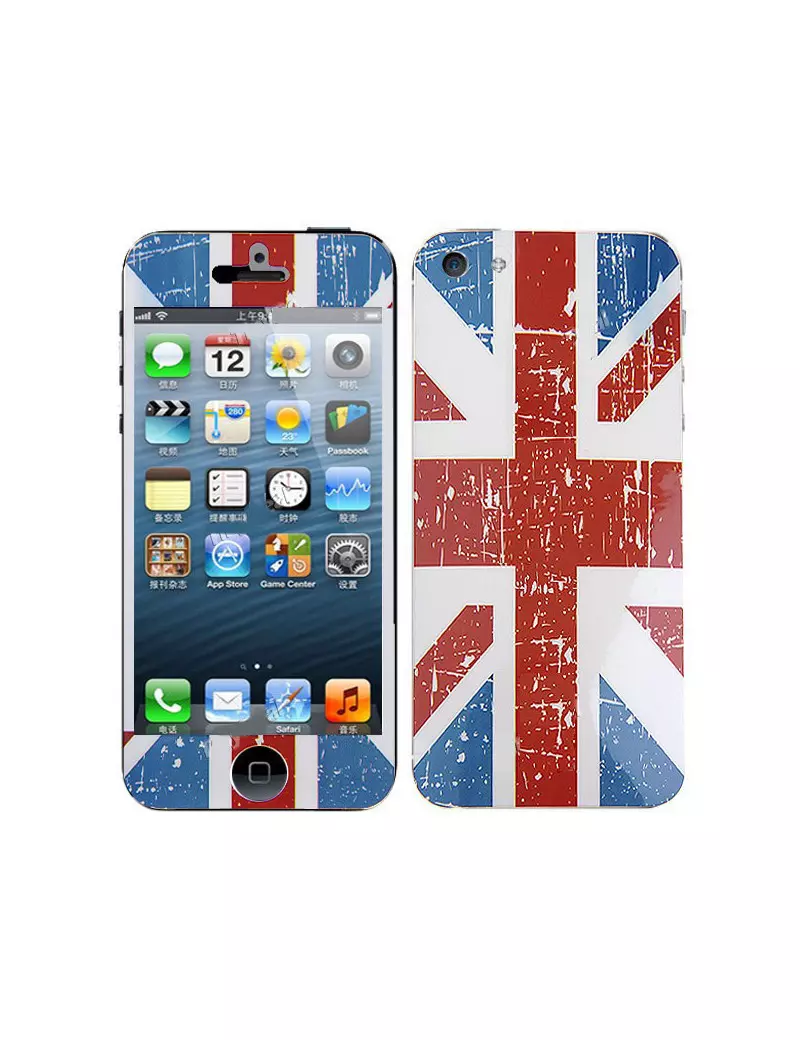 Screen Protector Adesivo Fronte e Retro Bandiera U.K. per iPhone 5