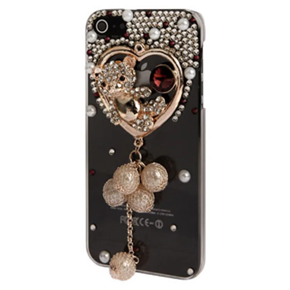 Cover Strass e Pendenti Cuore per iPhone 5 5S