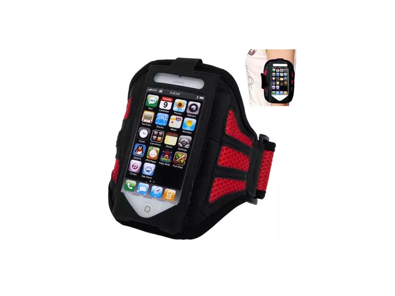 Fascia da Braccio Sportiva Armband per iPhone 5 5S (Rosso)