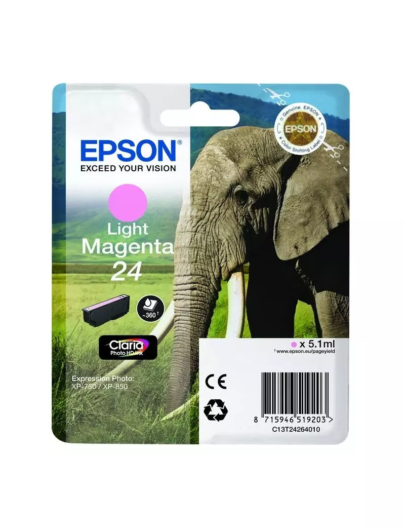 Cartuccia Originale Epson T242640 24 (Magenta Chiaro 360 pagine) Cartuccia Originale Epson T242640 24 (Magenta Chiaro 360 pagine)