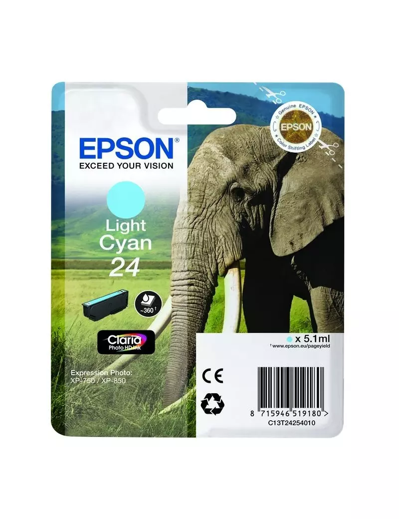Cartuccia Originale Epson T242540 24 (Ciano Chiaro 360 pagine) Cartuccia Originale Epson T242540 24 (Ciano Chiaro 360 pagine)