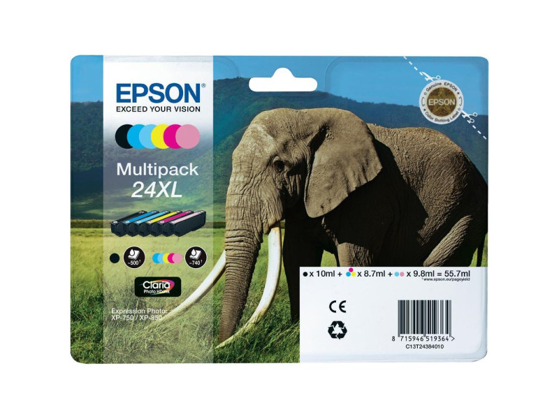 Multipack Cartucce Originali Epson T243840 24XL (Nero e Colori XL Conf. 6) Multipack Cartucce Originali Epson T243840 24XL (Nero e Colori XL Conf. 6)