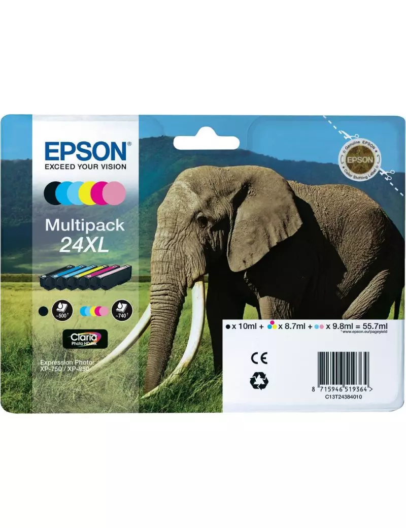 Multipack Cartucce Originali Epson T243840 24XL (Nero e Colori XL Conf. 6)