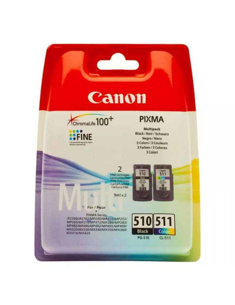 Multipack Cartucce Originali Canon PG-510 CL-511 2970B010 (Nero e Colori Conf. 2)