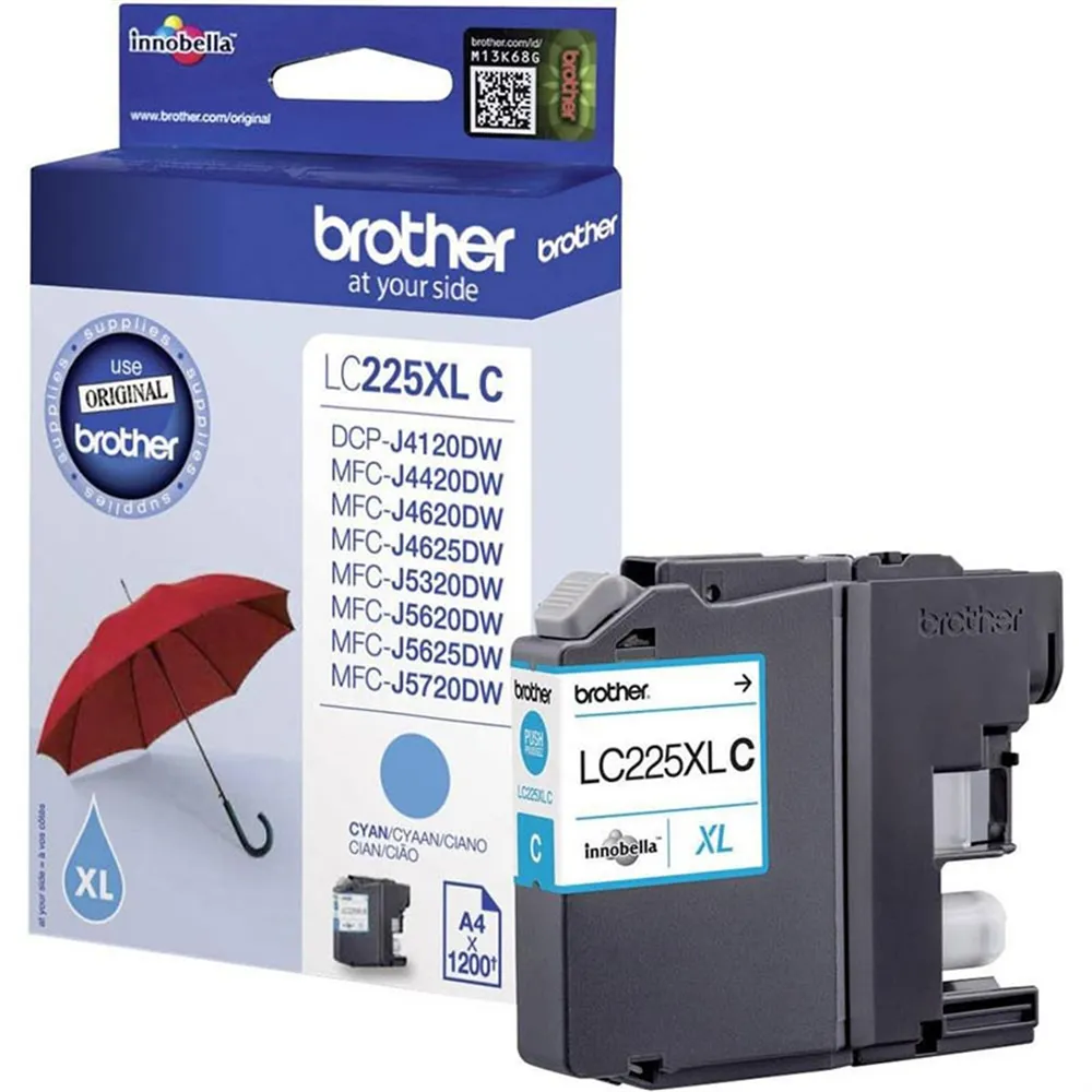 Cartuccia Originale Brother LC-225XLC (Ciano 1200 Pagine)