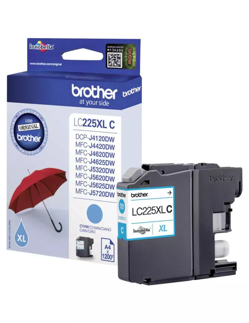 Cartuccia Originale Brother LC-225XLC (Ciano 1200 Pagine)