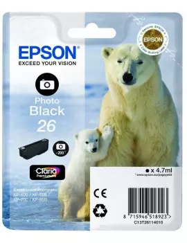 Cartuccia Originale Epson T261140 (Nero Foto 200 pagine)