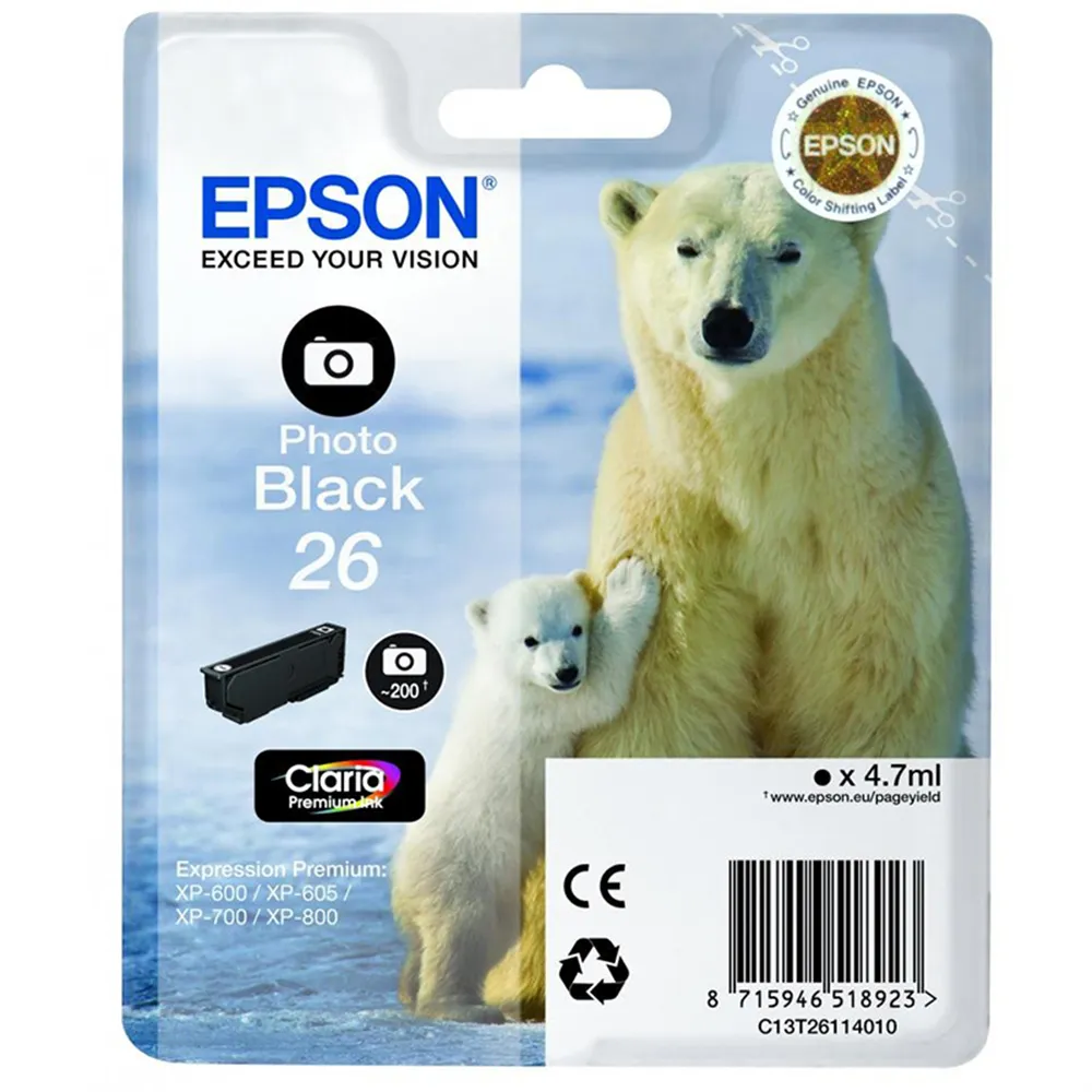 Cartuccia Originale Epson T261140 (Nero Foto 200 pagine)