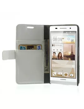 Cover Flip a Portafoglio Carta di Credito per Huawei Ascend P6 (Bianco)