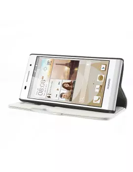 Cover Flip a Portafoglio Carta di Credito per Huawei Ascend P6 (Bianco)