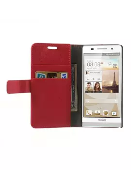 Cover Flip a Portafoglio Carta di Credito per Huawei Ascend P6 (Rosso)