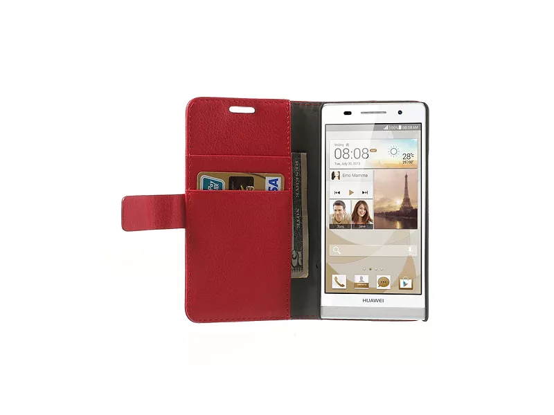 Cover Flip a Portafoglio Carta di Credito per Huawei Ascend P6 (Rosso) Cover Flip a Portafoglio Carta di Credito per Huawei Ascend P6 (Rosso)