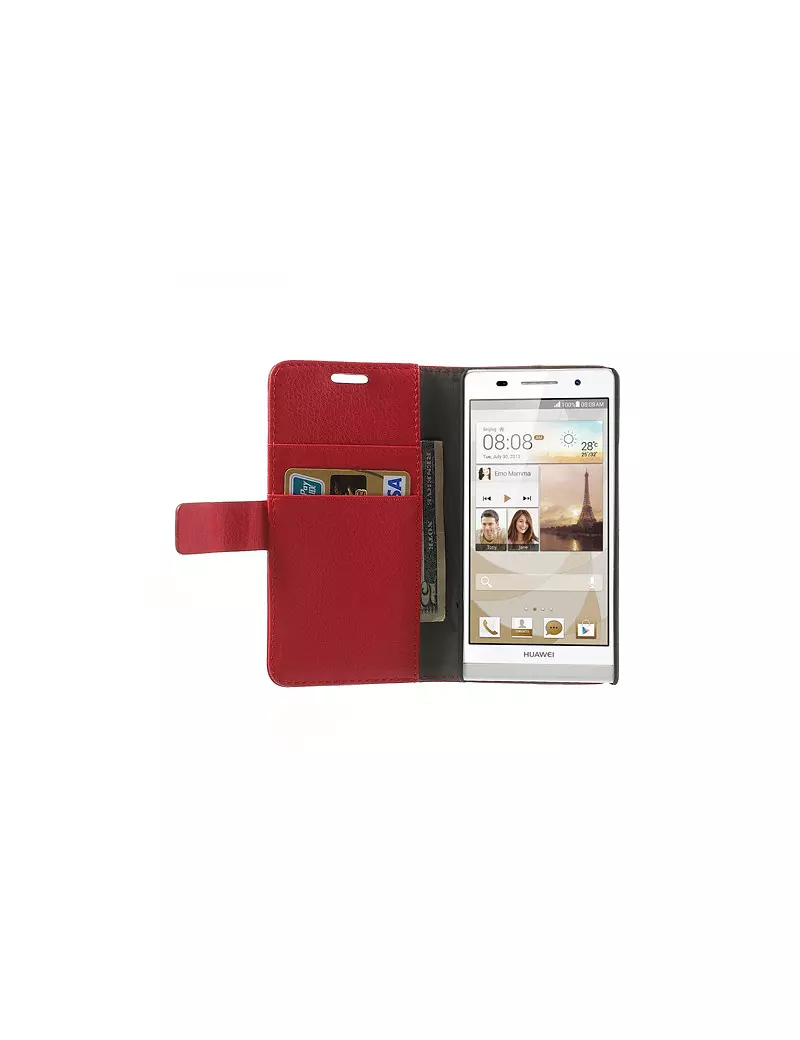 Cover Flip a Portafoglio Carta di Credito per Huawei Ascend P6 (Rosso) Cover Flip a Portafoglio Carta di Credito per Huawei Ascend P6 (Rosso)