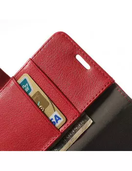 Cover Flip a Portafoglio Carta di Credito per Huawei Ascend P6 (Rosso)