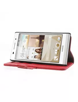 Cover Flip a Portafoglio Carta di Credito per Huawei Ascend P6 (Rosso)