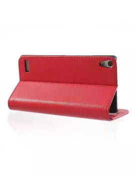 Cover Flip a Portafoglio Carta di Credito per Huawei Ascend P6 (Rosso)