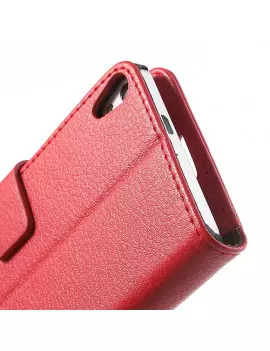 Cover Flip a Portafoglio Carta di Credito per Huawei Ascend P6 (Rosso)