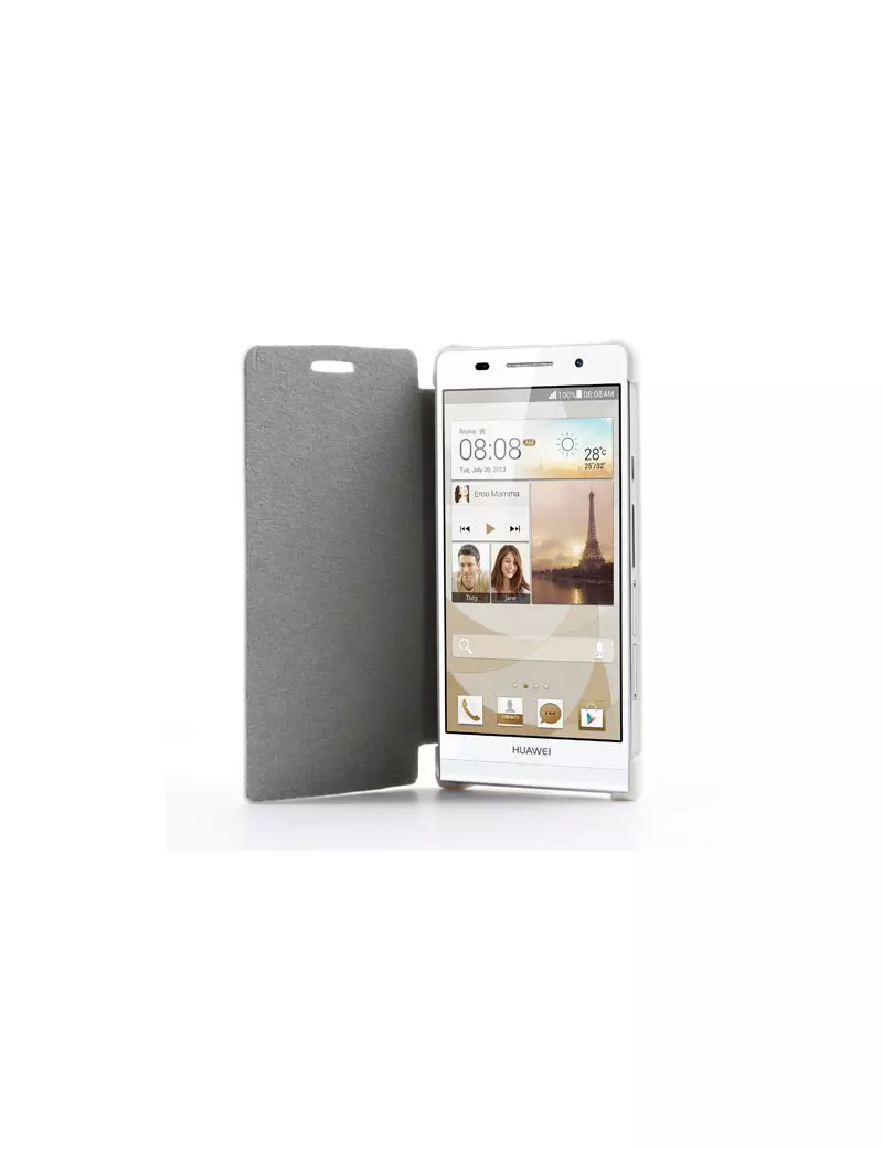 Cover Flip a Portafoglio Slim per Huawei Ascend P6 (Bianco)